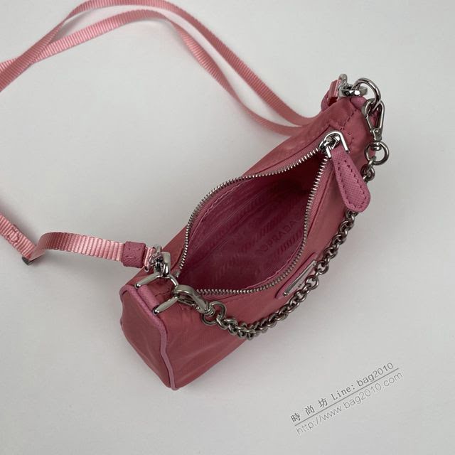 prada女包 普拉達新款mini Hobo粉色手拎包 1TT122 Prada單肩斜挎包 Prada三合一腋下包  pyd2355